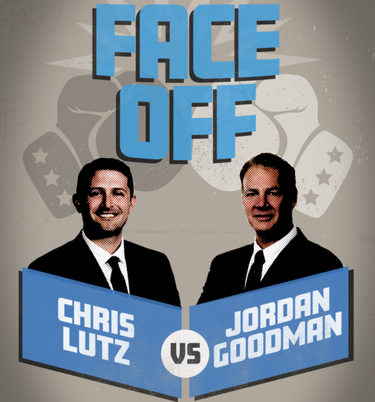 Chris Lutz and Jordan Goodman in a vintage boxer-style poster.